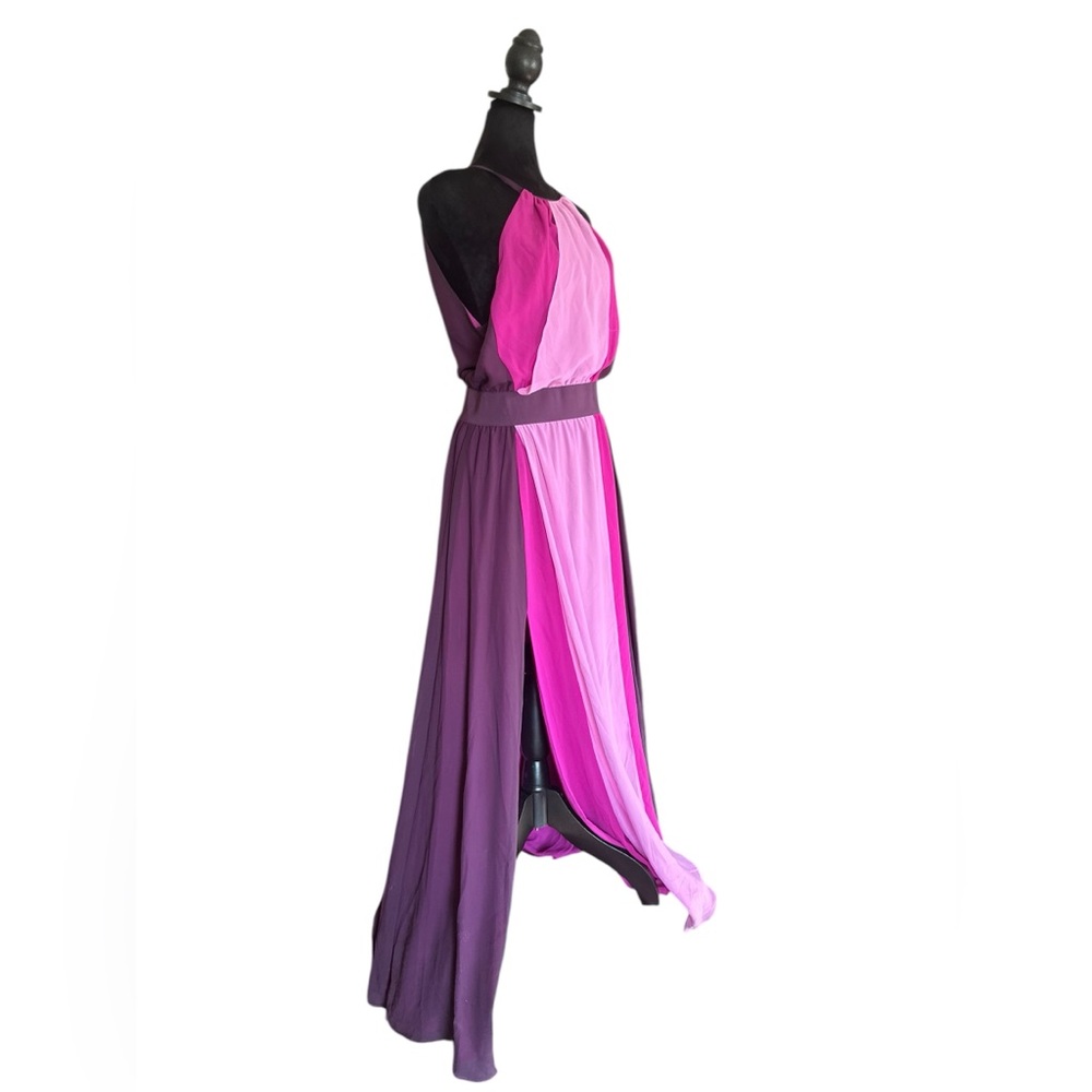 Eva Mendes Halter Maxi Dress – Colorblock Purple/Fuchsia – Size Small NWT - Picture 8 of 15